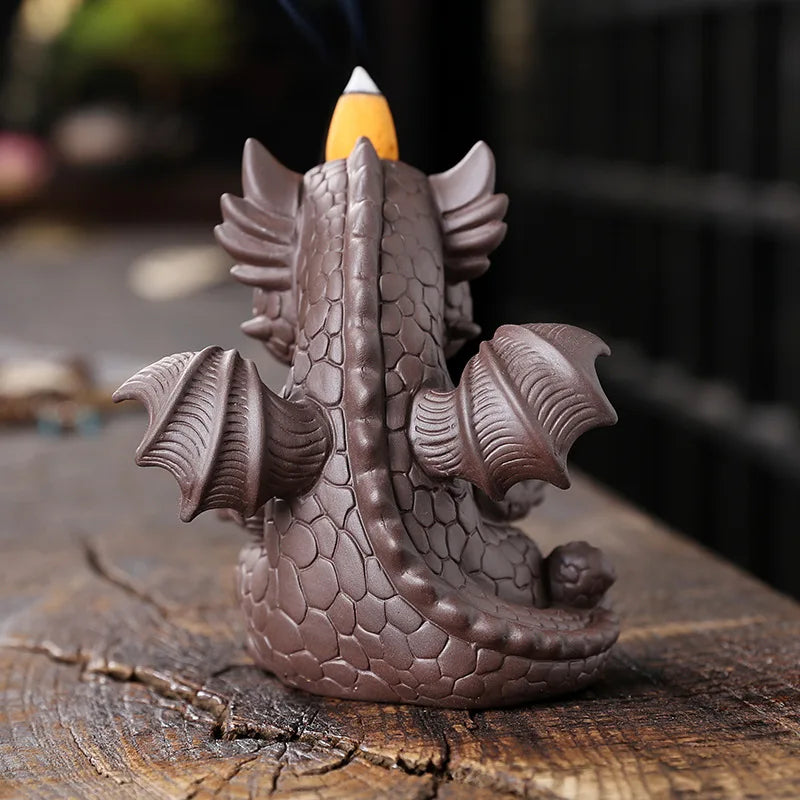 Brûleur d'encens en céramique en cascade en forme de dragon à reflux
