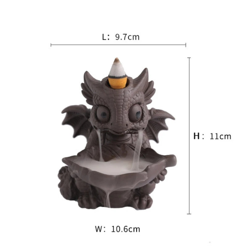 Brûleur d'encens en céramique en cascade en forme de dragon à reflux